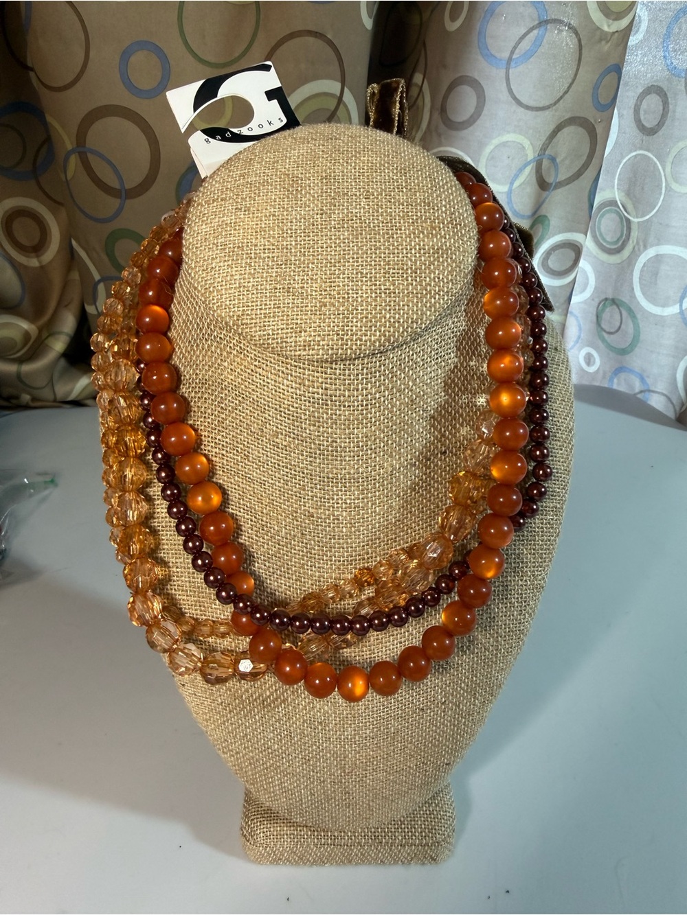 Vintage Y2K Multi -Strand Layered Amber Bead Necklace